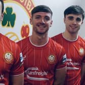 Jack Henderson (second from left) joined Portadown earlier this week alongside TJ Murray, Ciaran Dobbin and Jamie Browne. PIC: Portadown FC