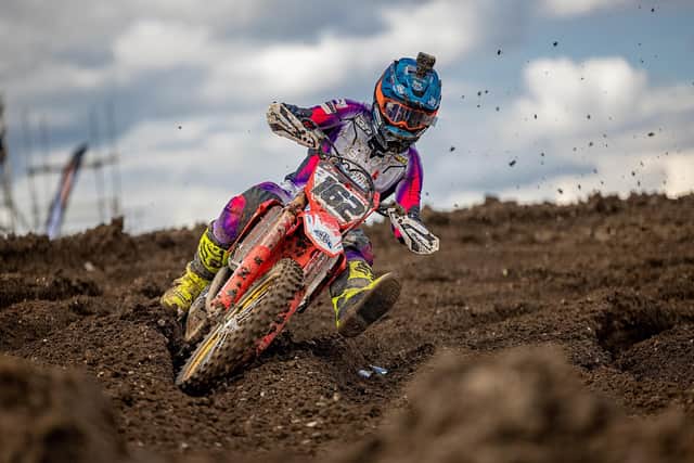 Stuart Edmonds finishing ninth overall in the Pro MX2 class on his Honda. Picture: visualmxphotography