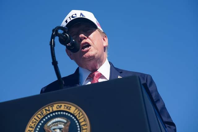 President Donald Trump speaks during an event ahead of the 25th anniversary of the September 11th attacks on the Ellipse near the White House on Wednesday in Washington, DC (photo by Andrew Harnik/Getty Images)