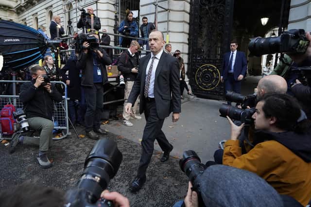 Chris Heaton-Harris arriving in Downing Street, London after Rishi Sunak has been appointed as Prime Minister
