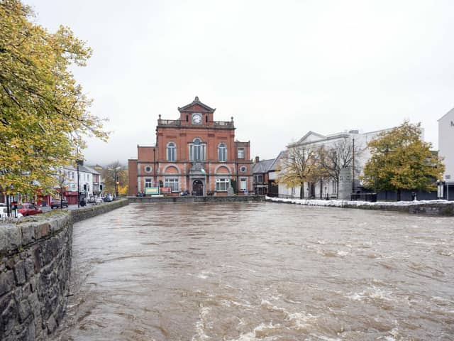 Parts of Newry in County Down were flooded after the city's canal burst its banks.