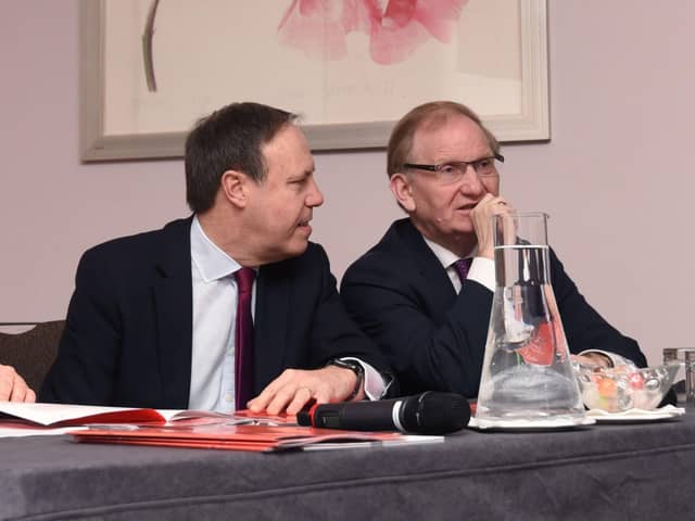 The former DUP deputy leader Lord (Nigel) Dodds and Lord Morrow the DUP party chair. They say: "It is obvious that the battle on the Irish Sea border is not over." Photo Colm Lenaghan/Pacemaker Press