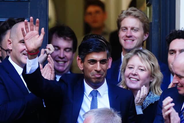 Rishi Sunak arrives at Conservative party HQ in Westminster, London, after it was announced he will become the new leader of the Conservative party after rival Penny Mordaunt dropped out. Picture date: Monday October 24, 2022. PA Photo. See PA story POLITICS Tory. Photo credit should read: Victoria Jones/PA Wire