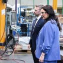 Portadown-based SAM NI has completed a £10 million expansion of its manufacturing facility marking a major milestone in the company’s continued growth. Joel Best, operations director at SAM NI shows Emma Little-Pengelly, dFM, some of the new machinery they have invested in recently