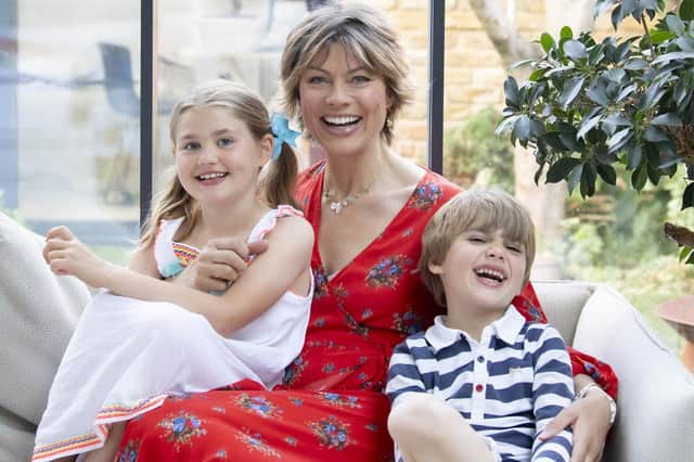 Kate Silverton with her children Clemency and Wilbur