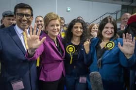 Nicola Sturgeon (second left) with SNP backers