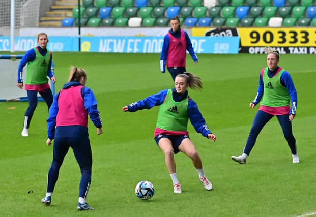 Northern Ireland players training in Belfast before Tuesday's UEFA Women's Nations League derby date at home to Republic of Ireland. (Photo by Colm Lenaghan/Pacemaker)
