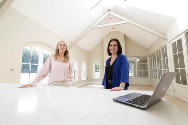 Northern Ireland estate agent launches AI assistant called Liv to help home movers throughout Northern Ireland. Pictued are Emma Kerr, managing director of PropertyNews.com and Emma McNally, commercial director of PropertyNews.com