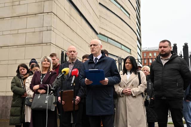 A press conference outside court today after Michael Campbell, 34, was jailed for a minimum of 21 years for the murder of Roy Reynolds in 2022