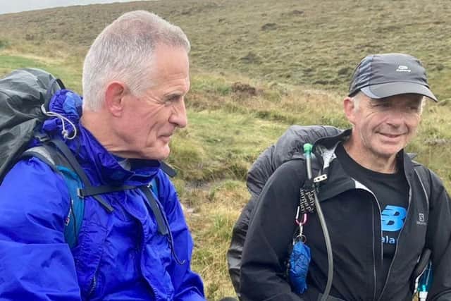 Gary Alcock from Bangor and Colin Ward from Dromore, both 63, are trekking 192 miles coast to coast across England to raise money for charity.