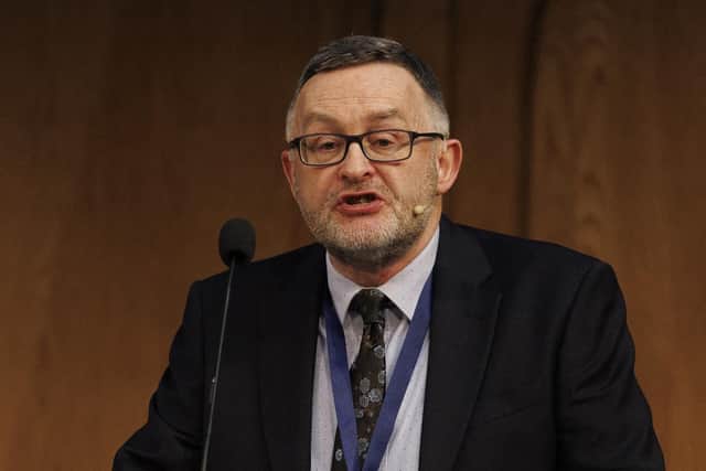 Rev Dr David Allen, Acting Clerk of the General Assembly, speaks during a special meeting of the General Assembly of the Presbyterian Church in Ireland to discuss safeguarding measures in December 2025.