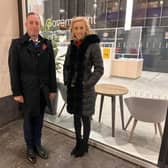 The DUP’s Paul Givan and Carla Lockhart after meeting with the NI secretary