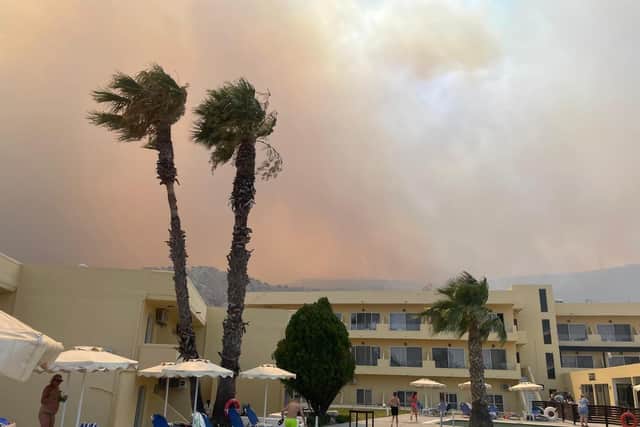Nicola Kayes took this picture shortly before being evacuated from her hotel in Rhodes