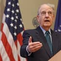 Senator George Mitchell, pictured at Queen's University in 2023 on the 25th anniversary of the Belfast Agreement, chaired the negotiations which led to the 1998 deal
