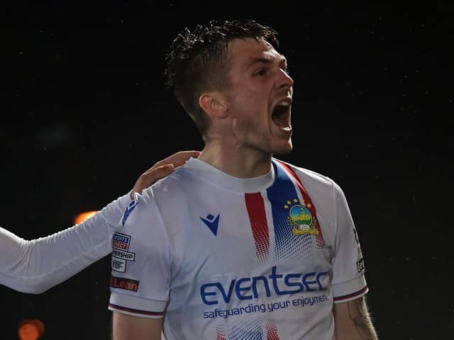 Chris McKee celebrates bagging the winner in Linfield's 1-0 win against Ballymena United