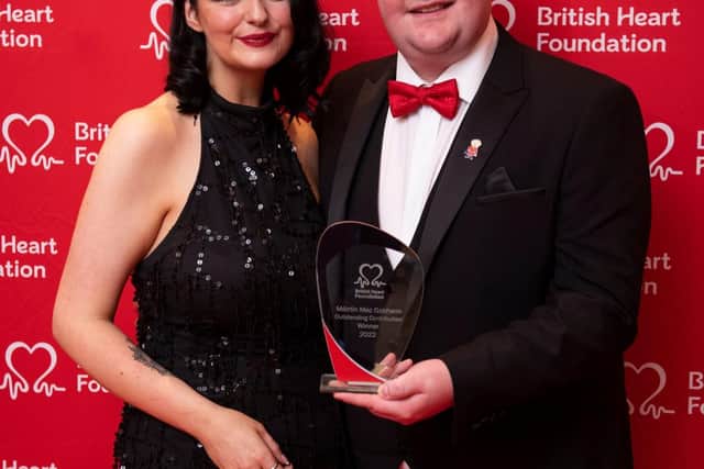 Mairtin MacGhabann and partner Seph at the Heart Hero awards in London