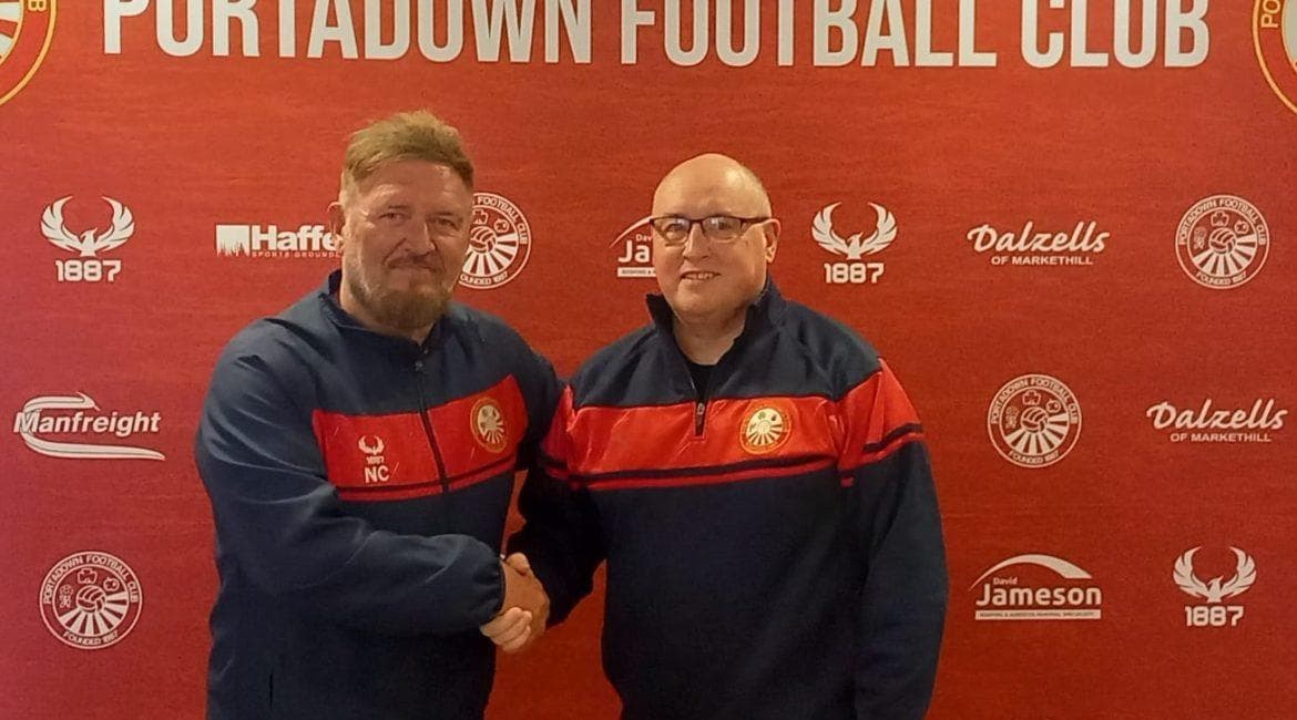 Niall Currie beams with delight as 'top of the tree' Davy Douglas joins Portadown as Performance Analyst