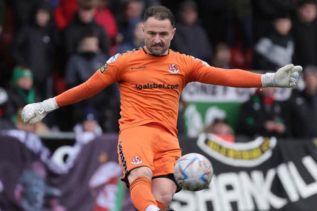 ​Crusaders goalkeeper Jonny Tuffey is drawing on every available resource in a bid for glory. (Photo by David Maginnis/Pacemaker Press)