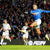 Rangers' Cyriel Dessers opened the scoring in a 2-0 victory over St Johnstone in the cinch Premiership at Ibrox
