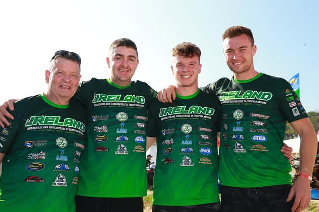 Quad Team Ireland's Gordon Gilchrist (team manager), David Cowan, Dean Dillon and Mark McLernon still managed a smile despite being disappointed at missing out on a podium at Cingoli.