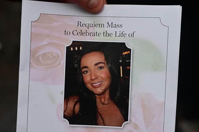Chloe Ferris Passed away 1st December 2024. Beloved daughter of Declan and Sharon, much loved sister of Christopher, Declan and Barry, much loved Aunt, Niece, Cousin , part of the “Sister Squad” and friend to many.  R.I.P.  The funeral of Chloe took place at St Paul’s Church in Belfast for Requiem Mass followed by burial in Milltown Cemetery. Picture By: Arthur Allison/Pacemaker Press