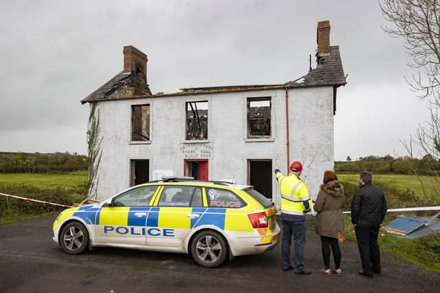 Ballynougher Orange Hall in Magherafelt, which was extensively damaged by a fire. Police, treated the blaze as a hate crime. Picture date: Monday October 31, 2022.