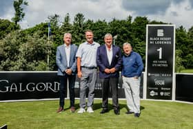(L-R): Joel Taggart (BBC NI), Ryan Kartchner (Black Desert/Reef Capital), Phil Harrison (CEO Legends Tour), Ian Woosnam (Legends Tour Ambassador). (Photo: Dylan Kirkpatrick)