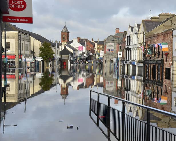 Recent flooding in Downpatrick. Photo: Arthur Allison/Pacemaker Press.