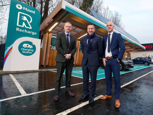 Pictured is Kevin Paterson, retail manager NI The Maxol Group, Brian Donaldson, CEO The Maxol Group and Ciaran McNally, chief retail officer, The Maxol Group