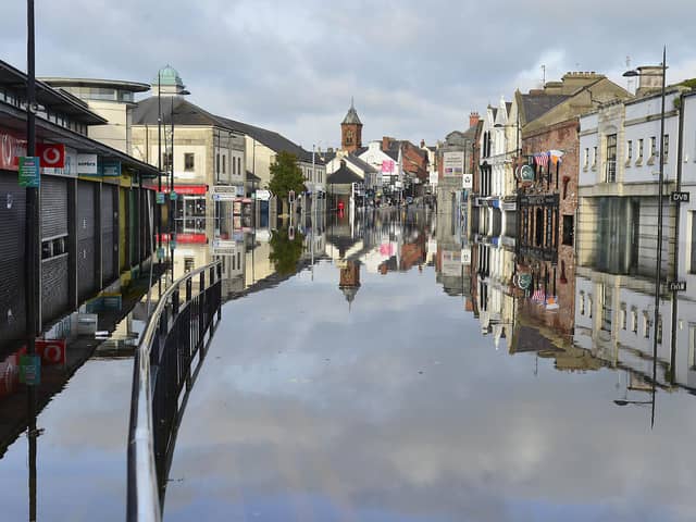 Flooding last week in Downpatrick, one of the Northern Ireland towns worst affected by the heavy rain