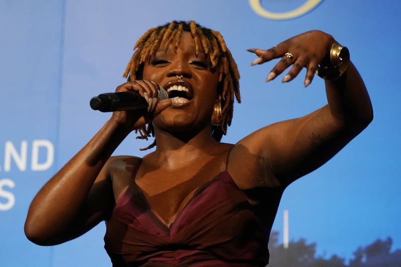 Irish singer Tolu Makay performs at the Ireland Funds 32nd National Gala, at the National Building Museum in Washington, DC