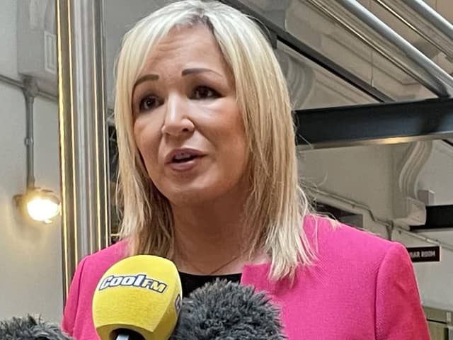 Stormont First Minister Michelle O'Neill speaks to the media at the official opening of McConnell's Distillery and Visitor Experience at the historic Crumlin Road Gaol in Belfast. At the occasion she said the Kingsmills families - victims of the IRA - were entitled to truth and justice. Photo: Rebecca Black/PA Wire