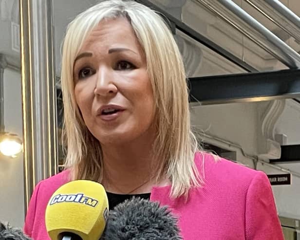 Stormont First Minister Michelle O'Neill speaks to the media at the official opening of McConnell's Distillery and Visitor Experience at the historic Crumlin Road Gaol in Belfast. At the occasion she said the Kingsmills families - victims of the IRA - were entitled to truth and justice. Photo: Rebecca Black/PA Wire
