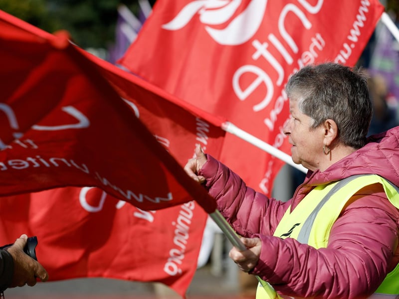 Health workers at the Mater Hospital, Belfast, have went out on strike today as part of the ongoing pay dispute. Photo by Press Eye