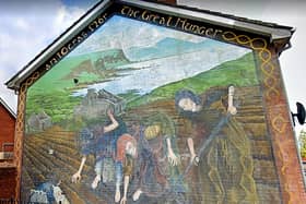 A mural mourning the victims of the Irish potato famine on the New Lodge Road, north Belfast