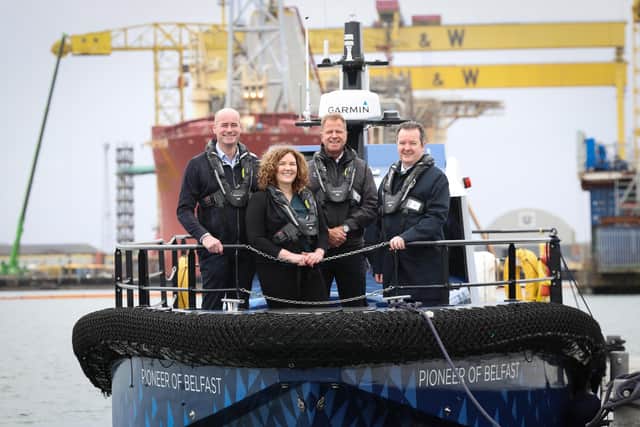 Pictured are John Patterson, head of Defence, Artemis Technologies, Kerry Muldoon, Northern Ireland Maritime & Offshore Network, Stephen Kane, NIMO chair; Kieran Donoghue, CEO, Invest Northern Ireland