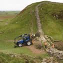 Work begins in the removal of the felled Sycamore Gap tree, on Hadrian's Wall in Northumberland. Picture: Owen Humphreys/PA Wire