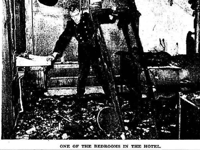 Severe damage had been caused in a fire which broke out in the Massereene Arms Hotel, Antrim, during this week in 1954, the News Letter reported that damage was caused to several bedrooms and 12 had been destroyed. Picture: News Letter archives/Darryl Armitage