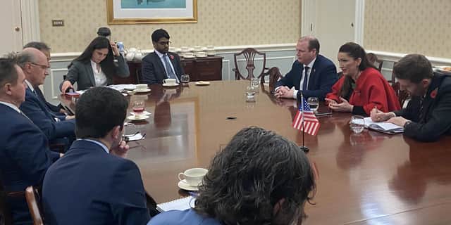 Gordon Lyons and Emma Little-Pengelly meet with the US delegation