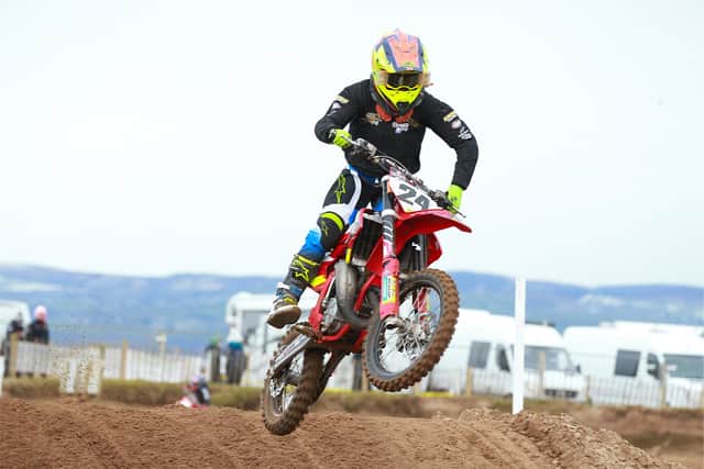 Hayden Gibson from Magherfelt claimed his first career win in the S/W 85 class on the GAR GasGas at Magilligan MX Park