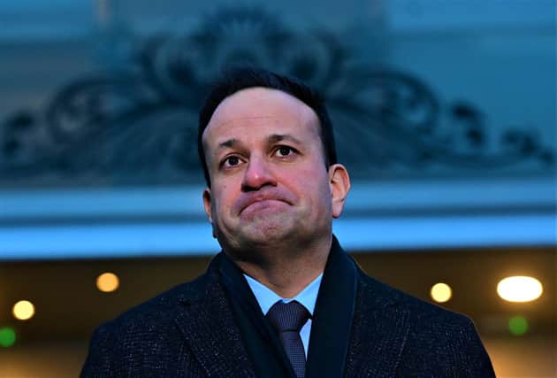 Pacemaker Press 12/01/23: Taoiseach Leo Varadkar speaks to media after meetings with the party’s at Stormont Hotel in Belfast