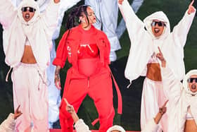 Rihanna performs during the Apple Music halftime show at Super Bowl LVII, between Kansas City Chiefs and Philadelphia Eagles