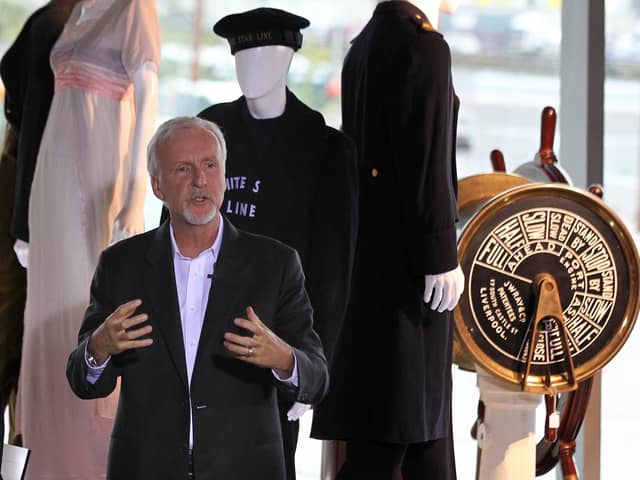 Canadian film director James Cameron at the Titanic Belfast Museum in Belfast. Photo  PETER MUHLY/AFP/GettyImages