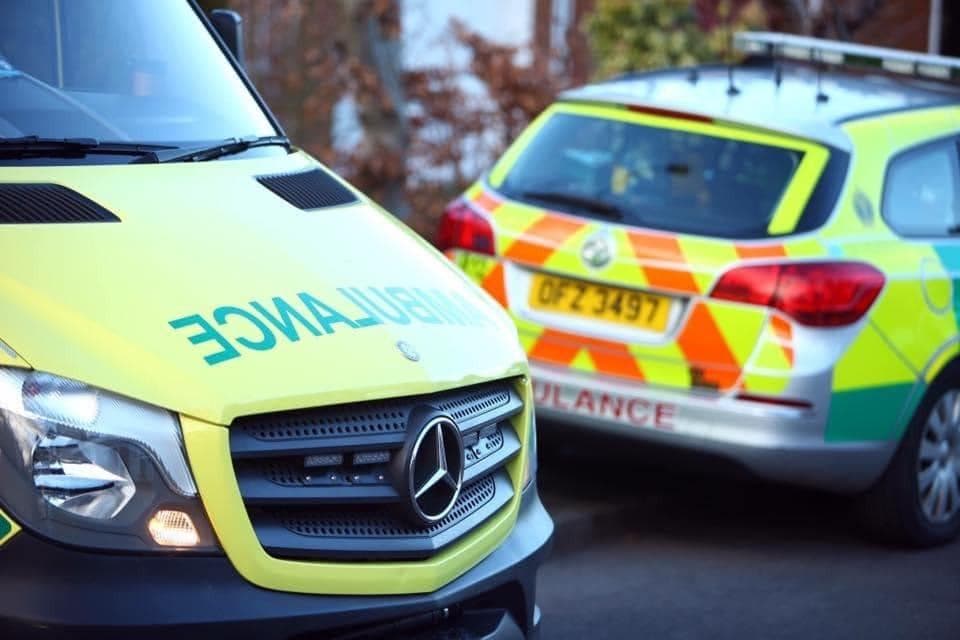 Three people rushed to hospital after collision involving white Seat Leon and Blue Mercedes Sprinter