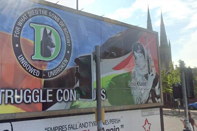 ...And whose picture has been on this mural honouring the IRA Belfast Brigade's D-company in west Belfast for the last several years