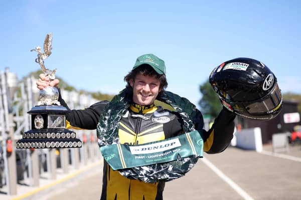 Mike Browne sealed his maiden victory around the TT Mountain Course after winning the Lightweight race at the Manx Grand Prix in August.
