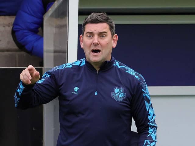Loughgall manager Dean Smith during their game against Linfield at Lakeview Park, Loughgall.  Photo by David Maginnis/Pacemaker Press
