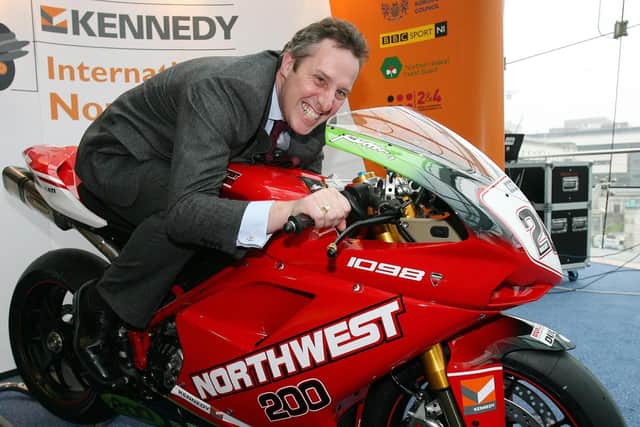 Flashback to 2008 when then junior minister in the Northern Ireland Executive, Ian Paisley tries out the Ducati North West 200 bike, at the launch of the North West 200 programme. Photo by PA/Paul Faith