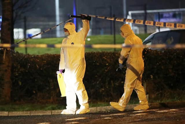 An off-duty police officer has been shot at a sports complex in Omagh, Co Tyrone
