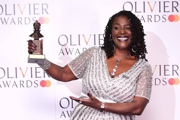 Actress Sharon D Clarke with the Best Actress in a Musical  award at the Olivier Awards at the Royal Albert Hall in London in 2019. She is the star of the new Channel 5 police drama Ellis, which was filming in Dromore Co Down. Photo: PA
